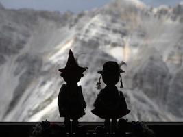 Alpinistische Silhouette im Tofane-Dolomiten-Gebirgspanorama foto