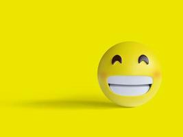 3D-Illustration, strahlendes Gesicht Emoji mit lächelnden Augen, weit geöffnetem Lächeln foto
