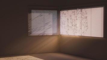 weiße Jalousien mit Sonnenlicht und Schatten. Fensterrollos. 3D-Rendering. foto