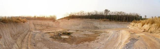 Das Panorama ist wie der Boden, der nach Ausgrabungen aufgegeben wurde. Bodenverkaufsindustrie foto