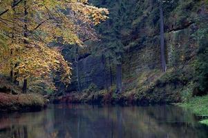Herbstfelsen mit Wasser foto