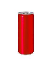 Aluminium-rote Softdrink-Getränkedose isoliert auf weißem Hintergrund mit Beschneidungspfad foto
