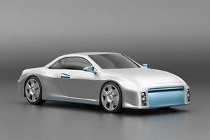 Zukunftskonzept Sportwagen auf glänzendem Hintergrund 3D-Rendering platziert foto
