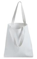 weiße Stofftasche isoliert auf weißem Hintergrund mit Beschneidungspfad foto