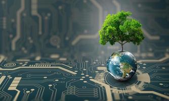 Green Computing, Green Technology, Green It, CSR und IT-Ethik-Konzept. foto