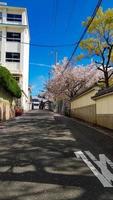 osaka, japan am 10. april 2019. die straßensituation eines wohngebiets in osaka, das eine sehr ruhige atmosphäre hat foto