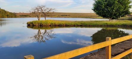 See mit Ackerland Naturlandschaft im Grünen foto