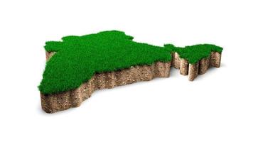 indien karte boden land geologie querschnitt mit grünem gras 3d illustration foto