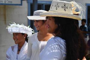 Aitutaki, Cookinsel - 27. August 2017 - Einheimische bei der Messe foto