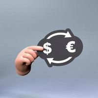 Dollar- und Euro-Umrechnung. 3D-Darstellung. foto