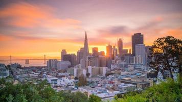 Sonnenuntergang Blick auf die Innenstadt von San Francisco
