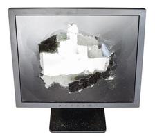 Vorderansicht des Monitors mit beschädigtem Bildschirm foto