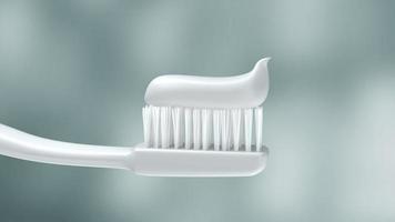 Weiße Zahnpasta, die auf die Zahnbürste drückt, 3D-Rendering, Beschneidungspfad. foto