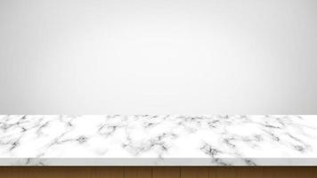 leerer Marmortisch mit weißem Hintergrund. foto