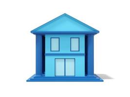 blaues verwaltungsgebäude mit säulen, bank, rathaus auf weißem hintergrund. 3D-Rendering. foto