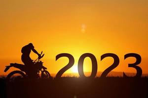 ideen willkommen 2023 und neuanfänge. Frohes neues Jahr foto