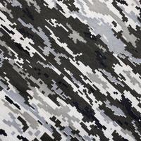 Stoff mit Textur der ukrainischen Militär-Pixeltarnung. Stoff mit Tarnmuster in grauen, braunen und grünen Pixelformen. offizielle uniform der ukrainischen soldaten foto