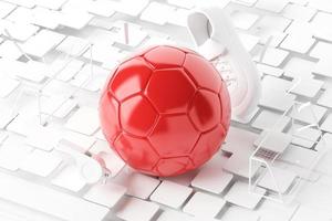 fußballbälle objekt, sportballdesign, fußballelement japan farbkonzept, 3d-illustration, abstrakte fußballtechnologie, smartphone-mobilbildschirm, grüner hintergrund, online-sport, japanische flagge foto