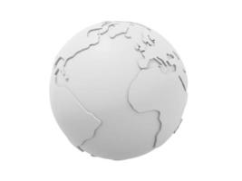 Globus Erde. minimalistischer Zeichentrickfilm. weißes Symbol auf weißem Hintergrund. 3D-Rendering. foto