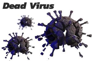 totes Corona-Virus oder Viruszerstörung nach medizinischer Impfung auf rotem Hintergrund. 3D-Rendering foto