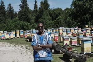 afrikanischer imker lokaler schwarzer honigproduzent foto