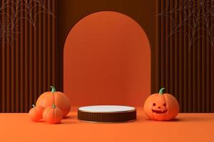 abstrakt minimal für halloween podium kürbis, design für produkt- und paketanzeige 3d-rendering. foto