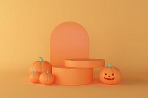 abstrakt minimal für halloween podium kürbis, design für produkt- und paketanzeige 3d-rendering. foto