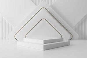 abstrakte minimale szene weiß-goldenes podium, design für kosmetik- oder produktpräsentationspodium 3d-rendering foto