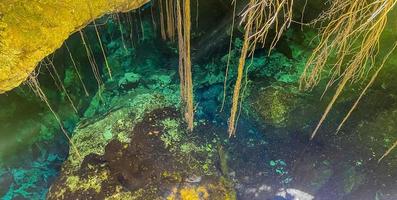 blau türkis wasser kalkstein höhle doline cenote tajma ha mexiko. foto