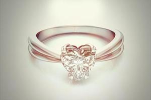 Ring mit Diamant auf weißem Hintergrund foto