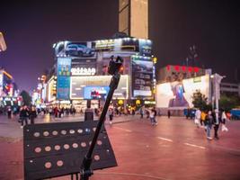 Nahaufnahme Mikrofonständer auf der Huangxing Walking Street in der Stadt Changsha, China. Changsha ist die Hauptstadt und bevölkerungsreichste Stadt der Provinz Hunan in China foto