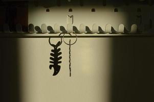 Fishbone Schlüsselanhänger Schatten an der Wand foto