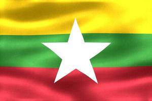 3d-illustration einer myanmar-flagge - realistische wehende stoffflagge foto