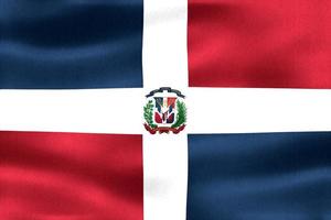 flagge der dominikanischen republik - realistische wehende stoffflagge foto