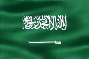 3D-Darstellung einer saudi-arabischen Flagge - realistische wehende Stoffflagge foto