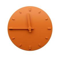 minimal orange uhr 11 45 uhr viertel vor zwölf abstrakte minimalistische wanduhr 3d illustration foto