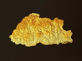 bhutan karte goldene metallfarbe höhe kartenhintergrund 3d illustration foto