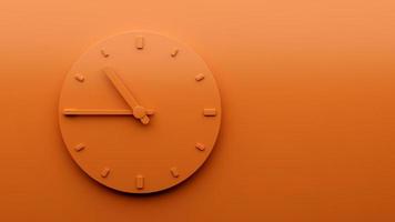 minimal orange uhr 10 45 uhr viertel vor elf abstrakte minimalistische wanduhr 3d illustration foto