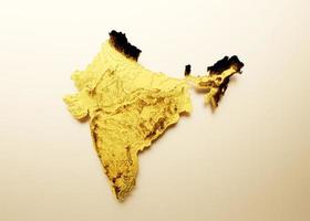 indien karte goldene metallfarbe höhe kartenhintergrund 3d illustration foto