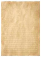 altes Pergamentpapierblatt Vintage gealtert oder Textur isoliert auf weißem Hintergrund foto
