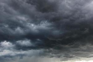 der dunkle himmel mit zusammenlaufenden schweren wolken und einem heftigen sturm vor dem regen. schlechter wetterhimmel. foto