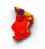 tschad-karte mit den flaggenfarben rot und gelb schattierte reliefkarte 3d-illustration foto