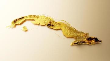 kuba karte goldene metallfarbe höhe kartenhintergrund 3d illustration foto