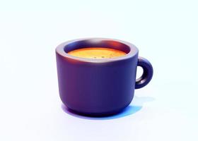 3D-Darstellung einer Kaffeetasse auf hellem Hintergrund foto