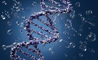 3d-dna-struktur oder blaues helixchromosom, technologiewissenschaftlicher hintergrund. 3D-Darstellung foto