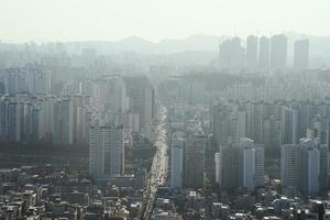 Wohnungslandschaft in Seoul, Korea foto