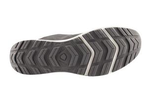 schwarze leichte Laufsohle für Sommerschuhe isoliert auf weißem Hintergrund foto