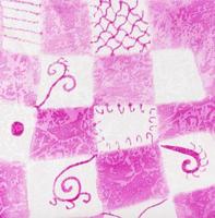 abstraktes rosa und weißes quadratisches Muster auf Batik foto