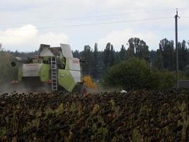 Oblast Kiew, Ukraine - 02. Oktober 2022 Mähdrescher mäht und erntet foto