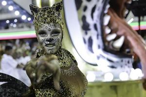 Rio, Brasilien - 12. Februar 2018 - Parade der Sambaschule im Sambodromo. mangueira foto